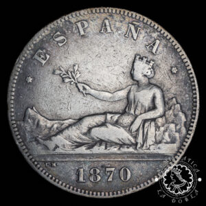1870 *70 - 5 PESETAS - Gobierno Provisional - SN M - MBC