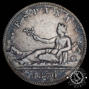 1870 *70 - 5 PESETAS - Gobierno Provisional - SN M - MBC+