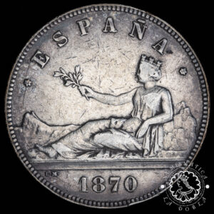 1870 *70 - 5 PESETAS - Gobierno Provisional - SN M - MBC+