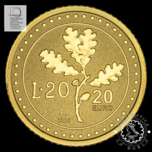 2025 - 1/4 Oz Oro PROOF - Iconica 20 Lira - ITALIA