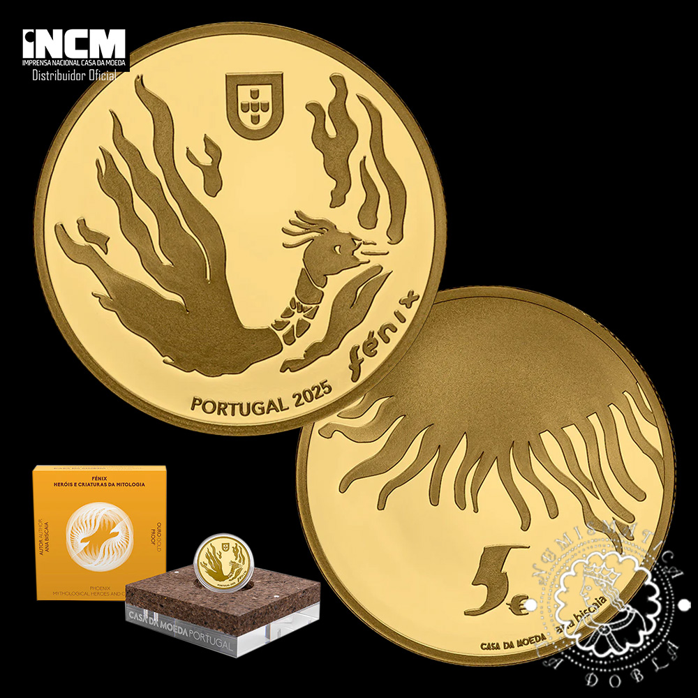 2025 – 5 EURO Oro PROOF – Fénix – El Renacimiento de la Luz – PORTUGAL