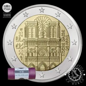 2025 – Cartucho 25 x 2 Euro FDC – FRANCIA (Notre Dame)