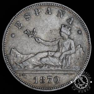 1870 *70 - 5 PESETAS - Gobierno Provisional - SN M - MBC