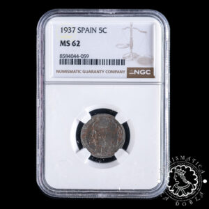 1937 - 5 CÉNTIMOS - II República - NGC MS62
