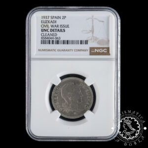 1937 - 2 PESETAS - II República - Euskadi - NGC UNC Details