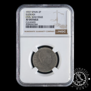 1937 - 2 PESETAS - II República - Euskadi - NGC XF Details