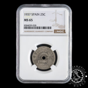 1937 - 25 CÉNTIMOS - Franco - NGC MS65
