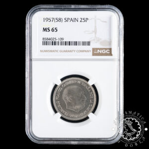 1957 *58 - 25 PESETAS - Franco - NGC MS65