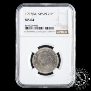 1957 *64 - 25 PESETAS - Franco - NGC MS64