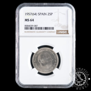 1957 *64 - 25 PESETAS - Franco - NGC MS64
