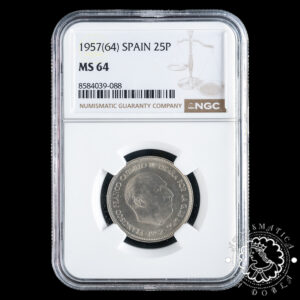 1957 *64 - 25 PESETAS - Franco - NGC MS64
