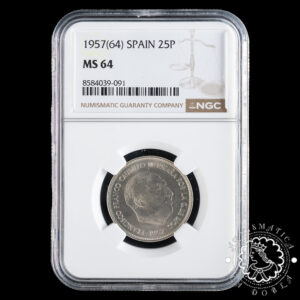1957 *64 - 25 PESETAS - Franco - NGC MS64
