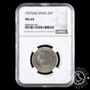 1957 *64 - 25 PESETAS - Franco - NGC MS64
