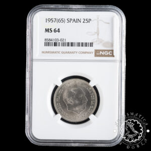 1957 *65 - 25 PESETAS - Franco - NGC MS64