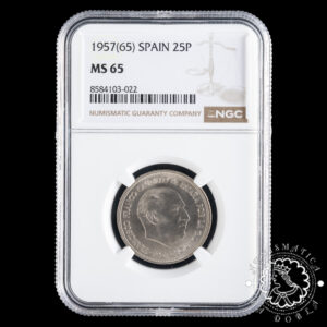 1957 *65 - 25 PESETAS - Franco - NGC MS65