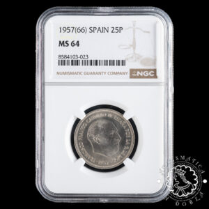 1957 *66 - 25 PESETAS - Franco - NGC MS64