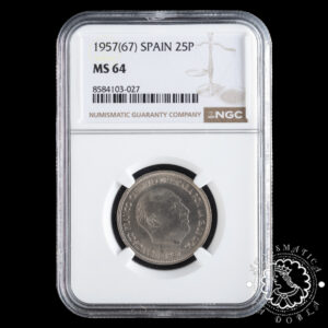 1957 *67 - 25 PESETAS - Franco - NGC MS64