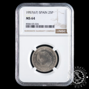 1957 *67 - 25 PESETAS - Franco - NGC MS64