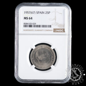 1957 *67 - 25 PESETAS - Franco - NGC MS64