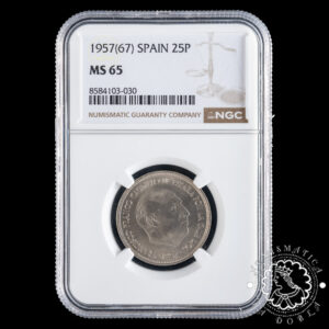 1957 *67 - 25 PESETAS - Franco - NGC MS65