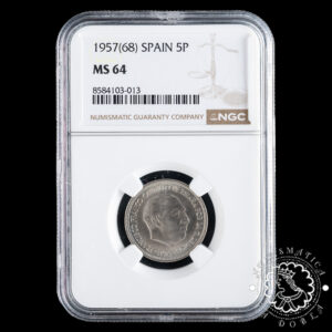 1957 *68 - 5 PESETAS - Franco - NGC MS64