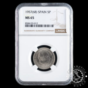 1957 *68 - 5 PESETAS - Franco - NGC MS65