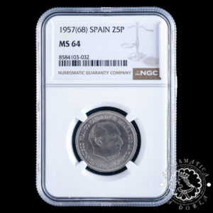 1957 *68 - 25 PESETAS - Franco - NGC MS64