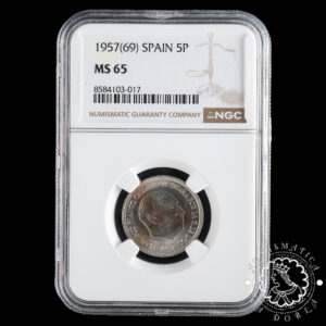 1957 *69 - 5 PESETAS - Franco - NGC MS65
