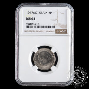1957 *69 - 5 PESETAS - Franco - NGC MS65