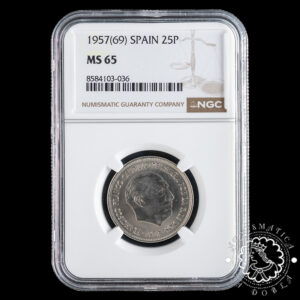 1957 *69 - 25 PESETAS - Franco - NGC MS65
