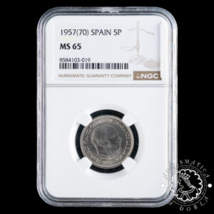 1957 *70 - 5 PESETAS - Franco - NGC MS65