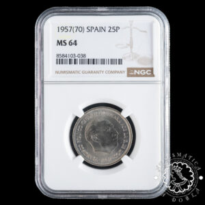 1957 *70 - 25 PESETAS - Franco - NGC MS64