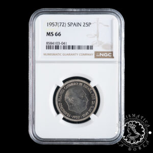 1957 *72 - 25 PESETAS - Franco - NGC MS66