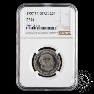 1957 *74 - 25 PESETAS - Franco - NGC PF66