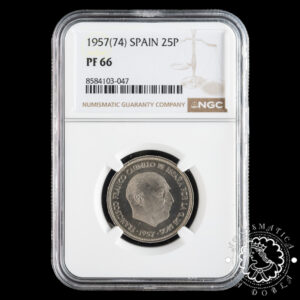 1957 *74 - 25 PESETAS - Franco - NGC PF66