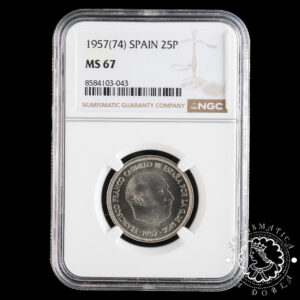 1957 *74 - 25 PESETAS - Franco - NGC MS67