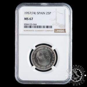 1957 *74 - 25 PESETAS - Franco - NGC MS67
