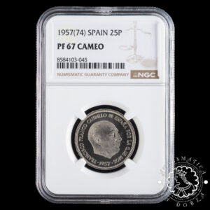 1957 *74 - 25 PESETAS - Franco - NGC PF67