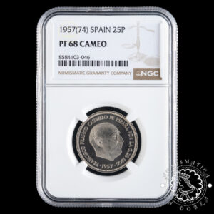 1957 *74 - 25 PESETAS - Franco - NGC PF68 (TOP POP)
