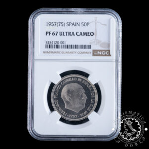 1957 *75 - 50 PESETAS - Franco - NGC PF67 ULTRA CAMEO