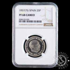 1957 *75 - 25 PESETAS - Franco - NGC PF68 (TOP POP)