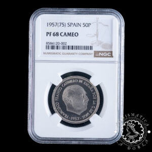 1957 *75 - 50 PESETAS - Franco - NGC PF68 CAMEO (TOP POP)