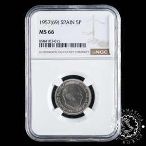 1957 *69 - 5 PESETAS - Franco - NGC MS66