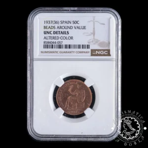1937 - 50 CÉNTIMOS - II República - NGC UNC Details (Orla Cuadrados)