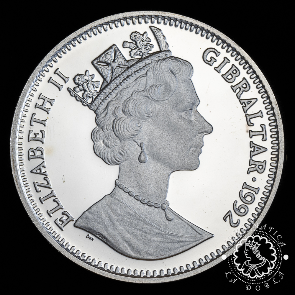 1992 – 14 ECUS / 10 LIBRAS Plata PROOF – Caballero – GIBRALTAR