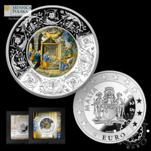 2025 - 5 EURO Plata PROOF - Maiolica - Adoración de los Pastores - MALTA