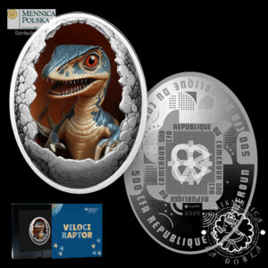 2025 - 500 CFA Plata PROOF - Dinosauria - Velociraptor - MENNICA POLSKA