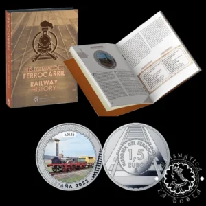 2021-2022 - Estuche 20 x 1.50 EURO COLOREADAS - Historia Ferrocarril - ESPAÑA