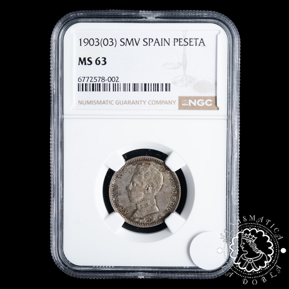 1903 – 1 PESETA – Alfonso XIII – SM V – NGC MS63