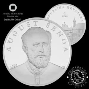 2026 - 4 EURO Plata BU - Literatura Croata - August Senoa - CROACIA